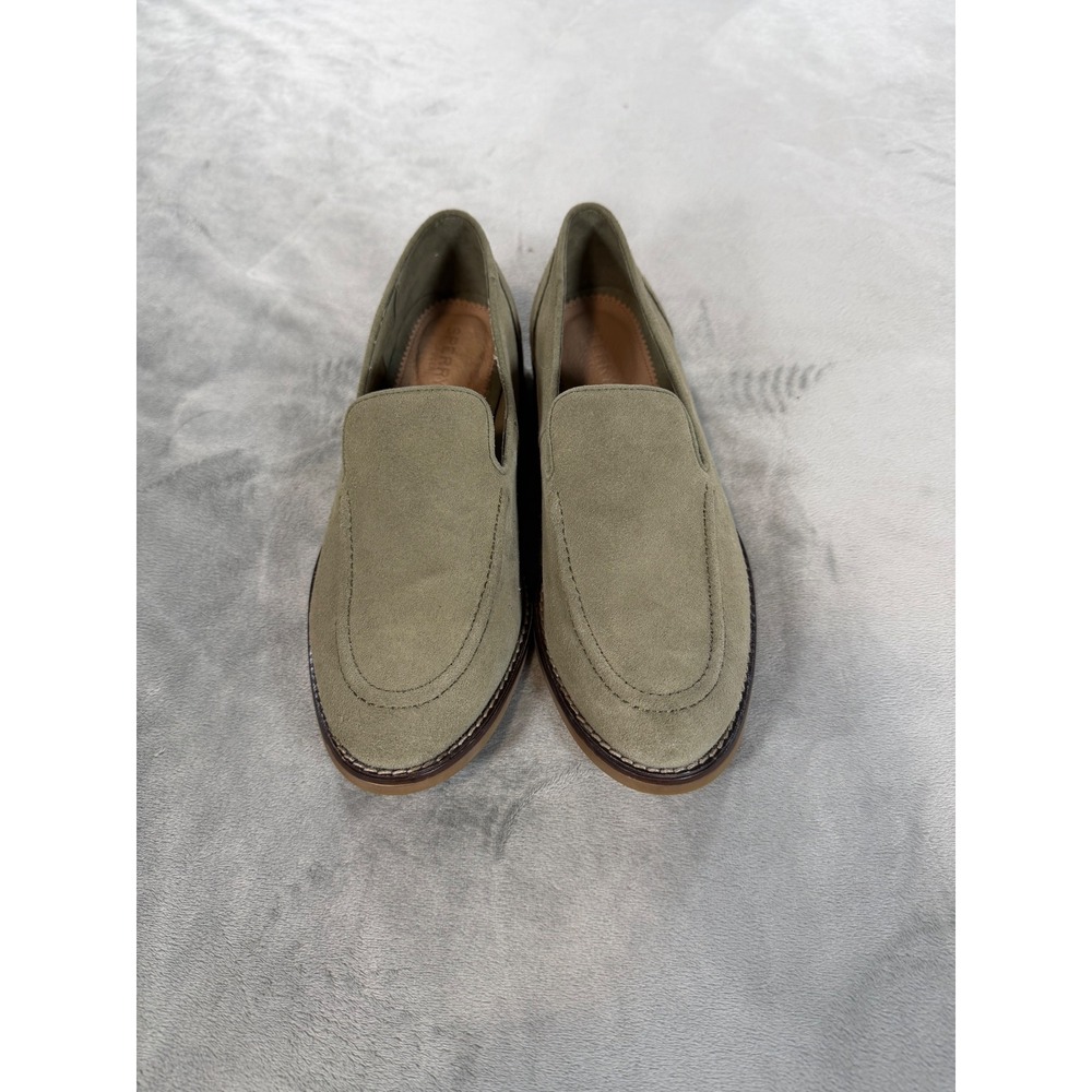 Sperry Women's Size 8 Fairpoint Suede Leather Olive Flat Loafer Shoe New
